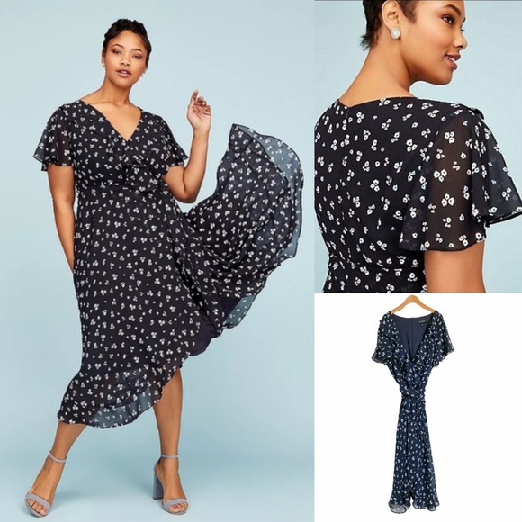 Lane Bryant Dresses & Skirts - 1 DAY SALE🔥LANE BRYANT Navy Floral Wrap Dress